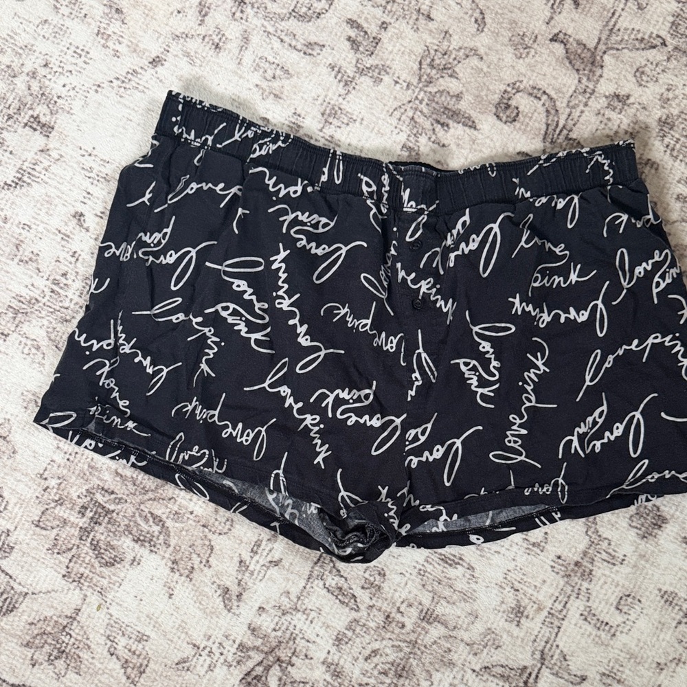 Victoria’s Secret Black Script Print Women’s Pajama Shorts